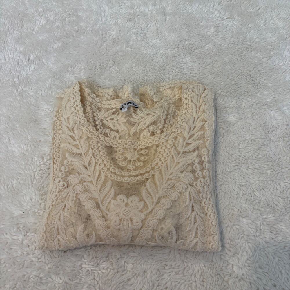 Express Womens Cream Long Sleeve Cotton M Soft Boho Indie Resort Fairy Core Soft